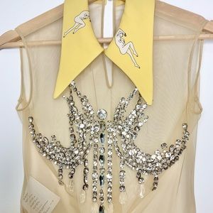 RARE RUNWAY Miu Miu 2010 Naked Lady Crystal Blouse Size 4 US 40 EU